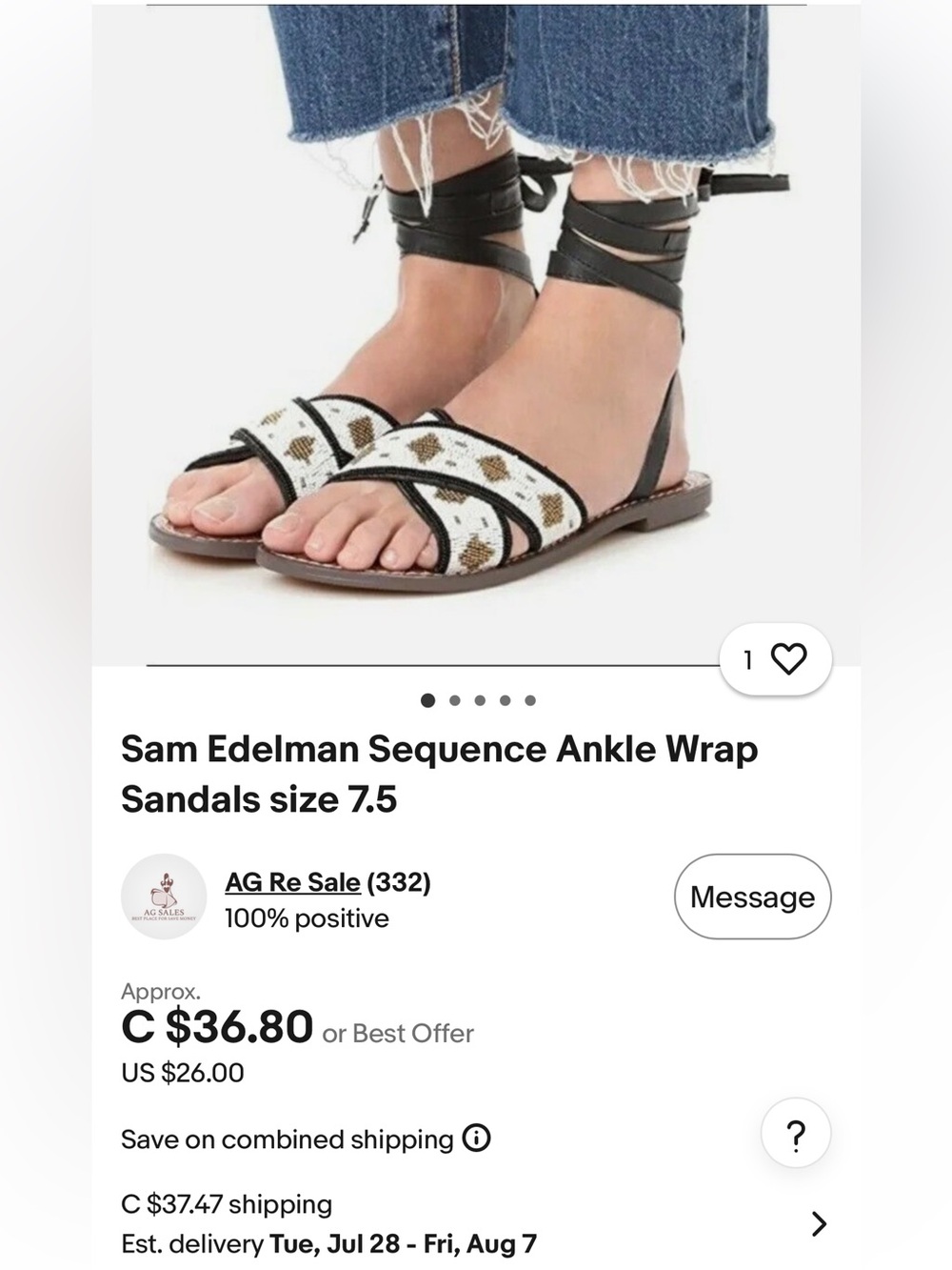 Sam Edelman Gladiator Beadwork Luisa Sandals, Size 9.5 - Picture 13 of 16